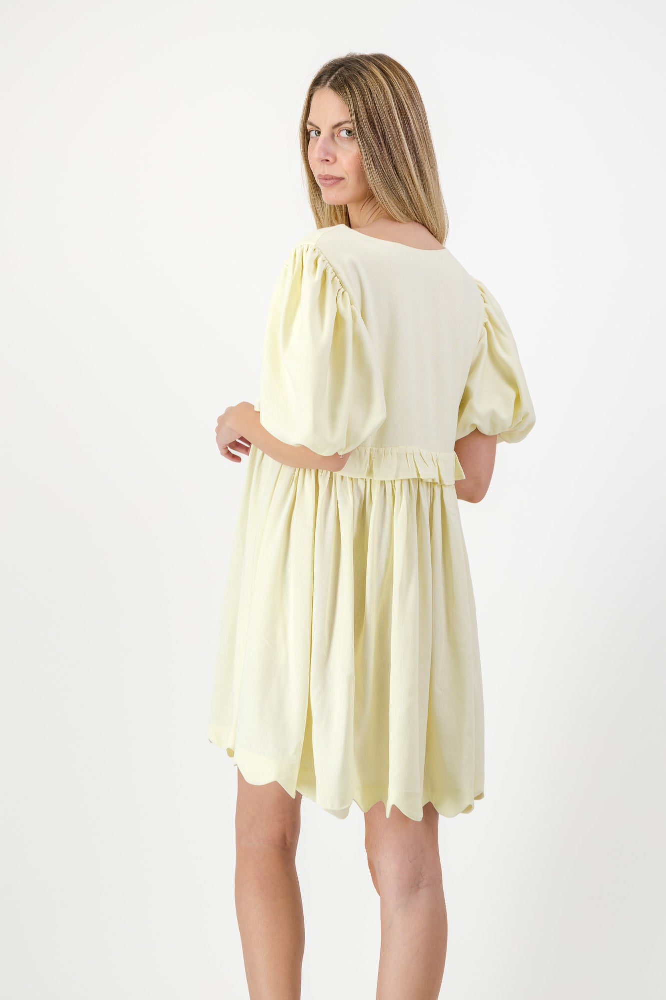 Sun Petal Scallop Dress  — Butter Yellow