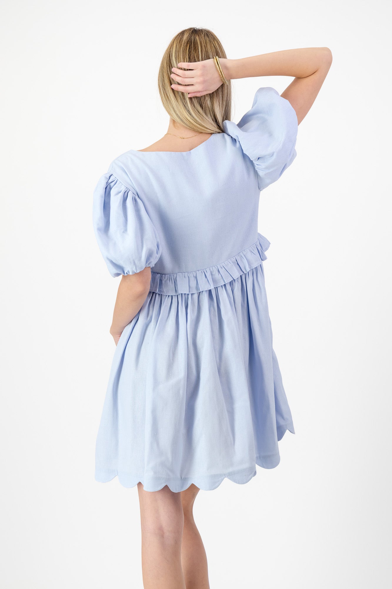 Bluebell Whisper Scallop Dress  — Cool Blue