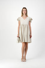 Sand Lily Frill Sleeve Dress  — Stone