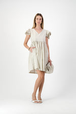 Sand Lily Frill Sleeve Dress  — Stone