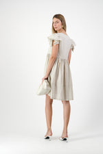 Sand Lily Frill Sleeve Dress  — Stone