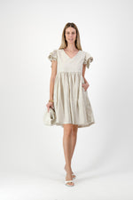 Sand Lily Frill Sleeve Dress  — Stone