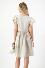 Sand Lily Frill Sleeve Dress  — Stone