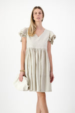 Sand Lily Frill Sleeve Dress  — Stone