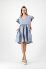 Morning Mist Frill Sleeve Dress  — Misty Blue