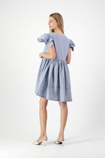 Morning Mist Frill Sleeve Dress  — Misty Blue