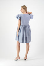 Morning Mist Frill Sleeve Dress  — Misty Blue