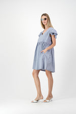 Morning Mist Frill Sleeve Dress  — Misty Blue