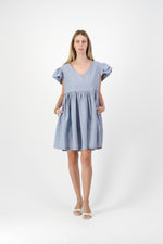 Morning Mist Frill Sleeve Dress  — Misty Blue