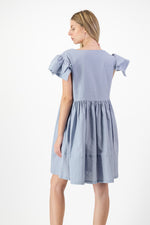 Morning Mist Frill Sleeve Dress  — Misty Blue