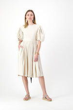 Willow Whisper Dress — Stone with Black ties