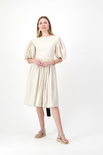 Willow Whisper Dress — Stone with Black ties
