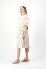 Willow Whisper Dress — Stone with Black ties