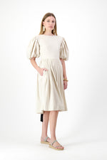Willow Whisper Dress — Stone with Black ties