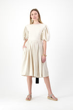 Willow Whisper Dress — Stone with Black ties