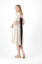 Willow Whisper Dress — Stone with Black ties