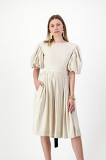 Willow Whisper Dress — Stone with Black ties