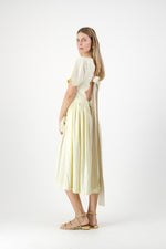Lemon Meadow Scallop Open Back Dress — Butter Yellow with Oatmeal Tie