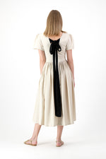 PRE-ORDER Dawn Light Closed Back Dress — Oatmeal with Black Tie