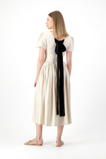 PRE-ORDER Dawn Light Closed Back Dress — Oatmeal with Black Tie