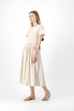 PRE-ORDER Dawn Light Closed Back Dress — Oatmeal with Black Tie
