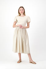 PRE-ORDER Dawn Light Closed Back Dress — Oatmeal with Black Tie
