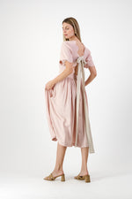 Peach Wisp Scallop Open Back Dress — Blush Peach with Oatmeal Tie