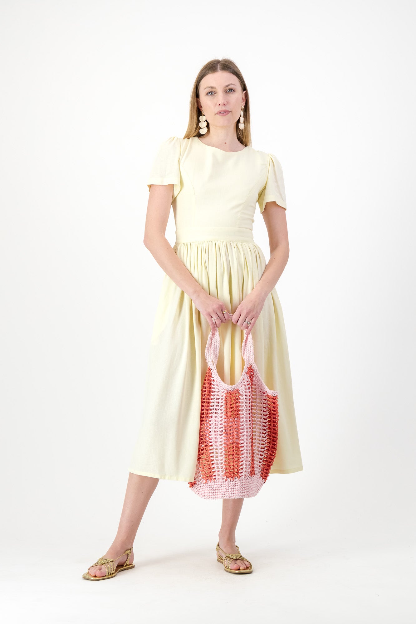 Daylight Bloom Closed Back Dress — Butter Yellow with Oatmeal Tie