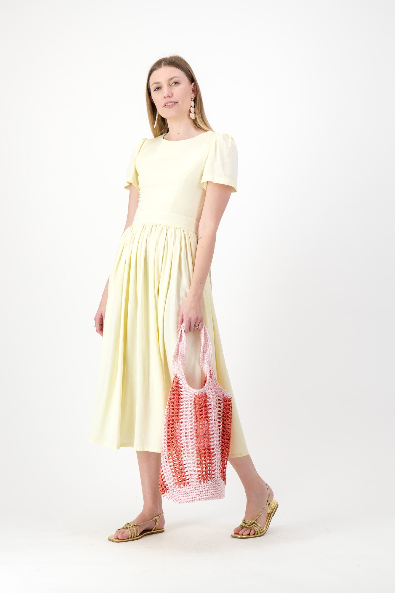 Daylight Bloom Closed Back Dress — Butter Yellow with Oatmeal Tie