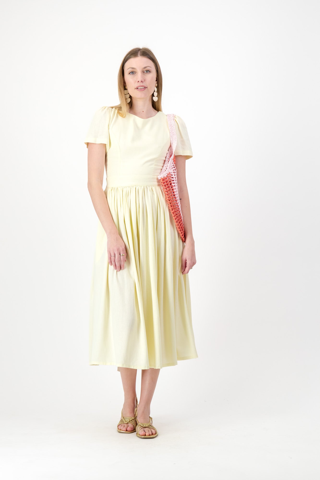 Daylight Bloom Closed Back Dress — Butter Yellow with Oatmeal Tie