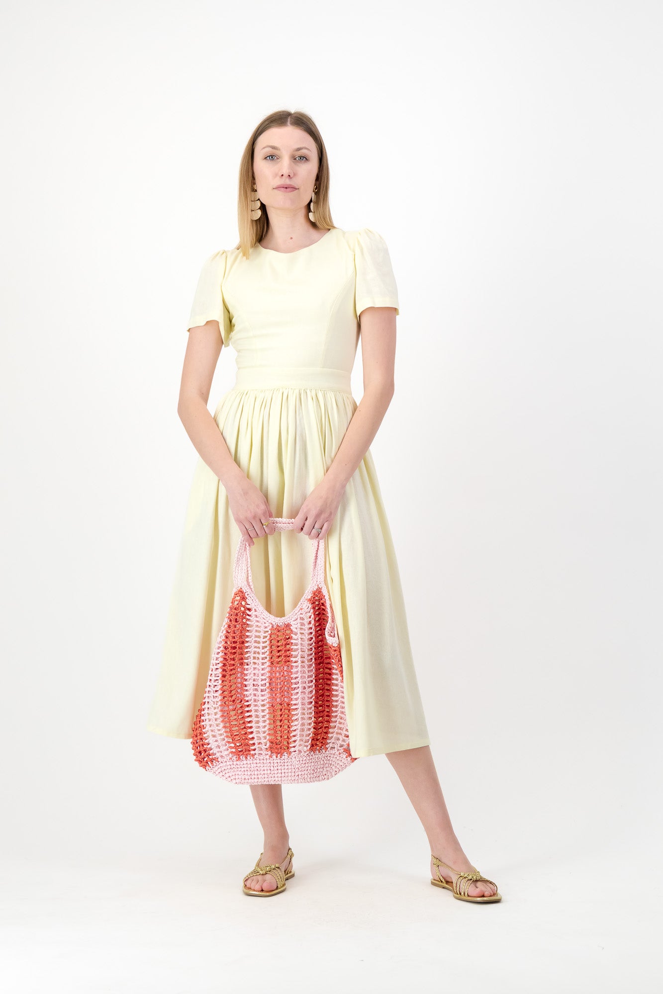 Daylight Bloom Closed Back Dress — Butter Yellow with Oatmeal Tie