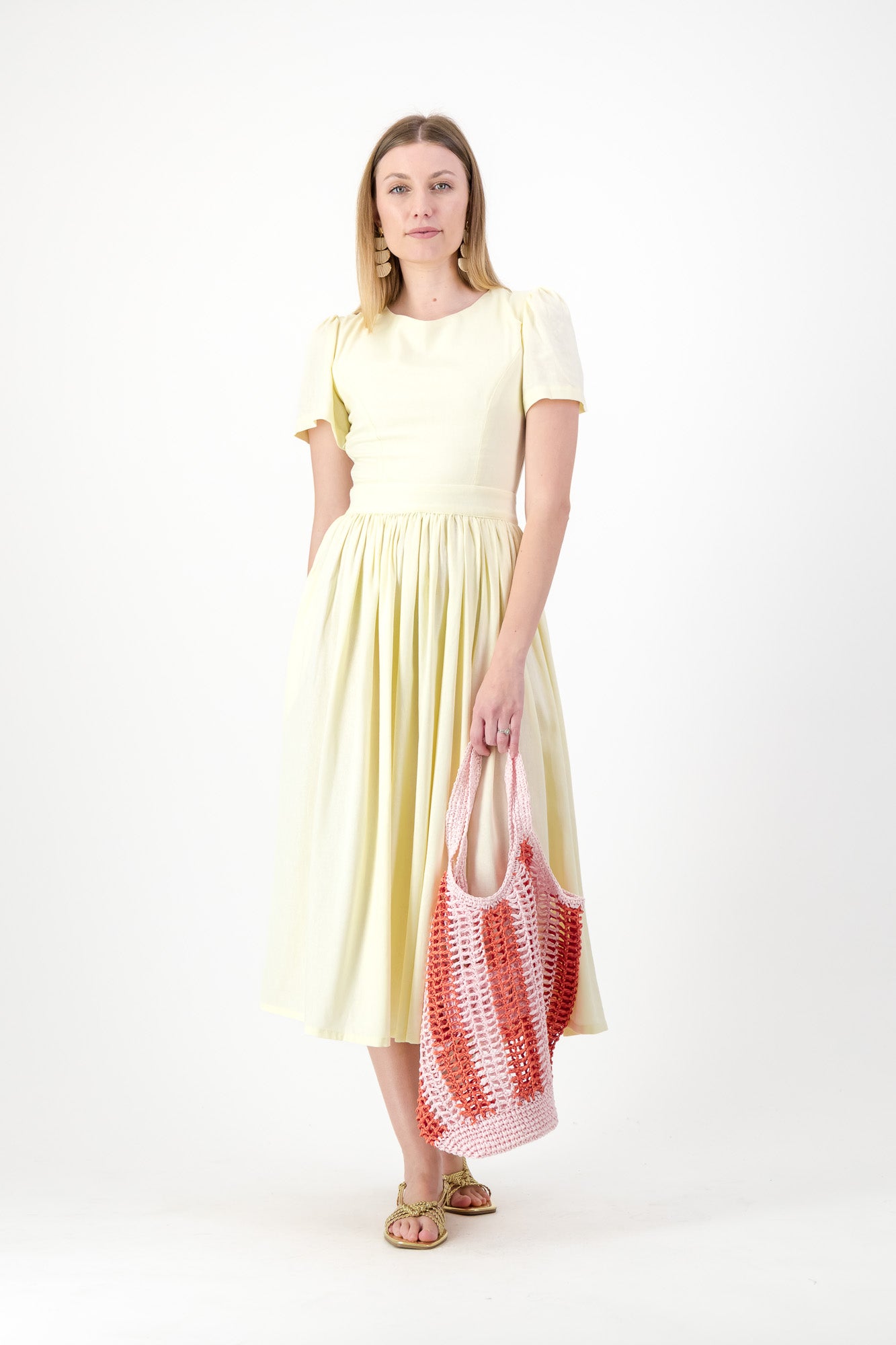 Daylight Bloom Closed Back Dress — Butter Yellow with Oatmeal Tie