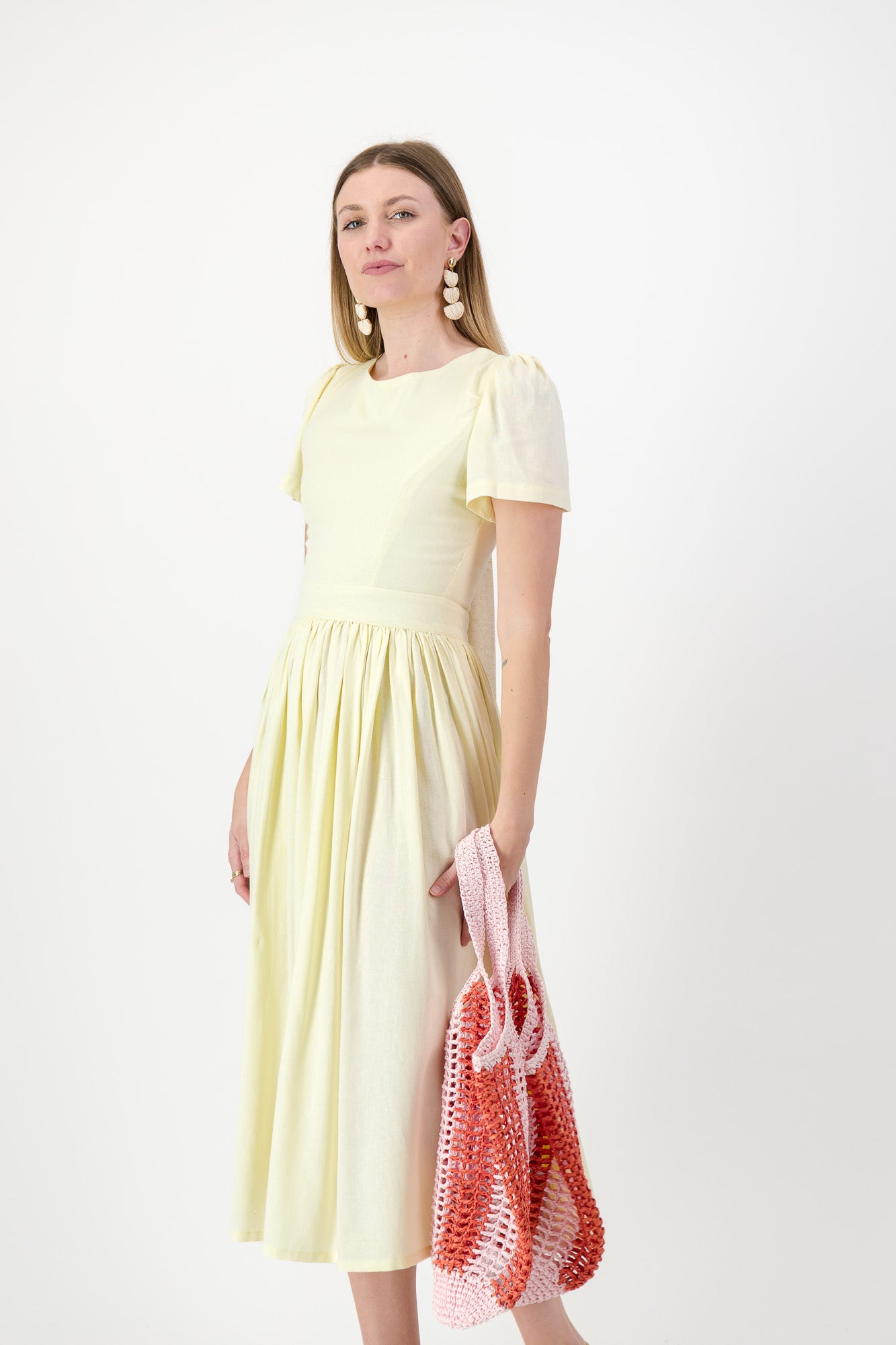Daylight Bloom Closed Back Dress — Butter Yellow with Oatmeal Tie