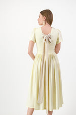 Daylight Bloom Closed Back Dress — Butter Yellow with Oatmeal Tie