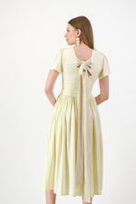 Daylight Bloom Closed Back Dress — Butter Yellow with Oatmeal Tie