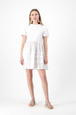 Cloudlight Mini Pleat Dress — White Cotton Linen
