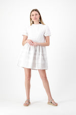 Cloudlight Mini Pleat Dress — White Cotton Linen