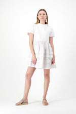 Cloudlight Mini Pleat Dress — White Cotton Linen