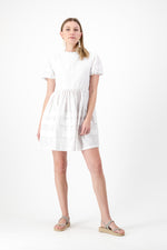 Cloudlight Mini Pleat Dress — White Cotton Linen