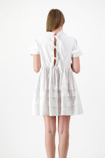 Cloudlight Mini Pleat Dress — White Cotton Linen