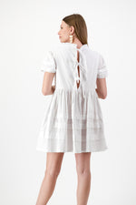 Cloudlight Mini Pleat Dress — White Cotton Linen