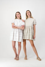 Cloudlight Mini Pleat Dress — White Cotton Linen