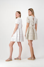 Cloudlight Mini Pleat Dress — White Cotton Linen