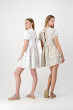 Cloudlight Mini Pleat Dress — White Cotton Linen