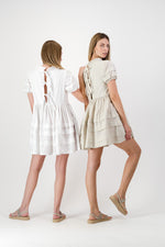 Cloudlight Mini Pleat Dress — White Cotton Linen