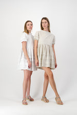 Cloudlight Mini Pleat Dress — White Cotton Linen