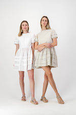 Cloudlight Mini Pleat Dress — White Cotton Linen