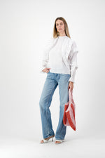 Lunaria Frill Top — White Cotton Linen