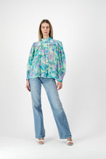 PRE-ORDER Verdancia Chiffon Top — Green Print Chiffon