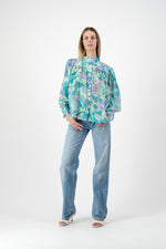 PRE-ORDER Verdancia Chiffon Top — Green Print Chiffon